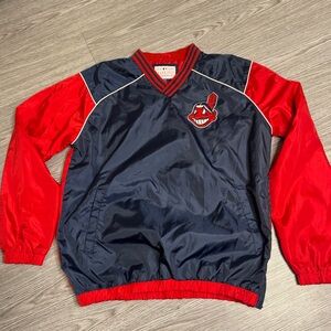 Vintage Cleveland Indians pullover Windbreaker Jacket Chief Wahoo Mens Sz M GIII